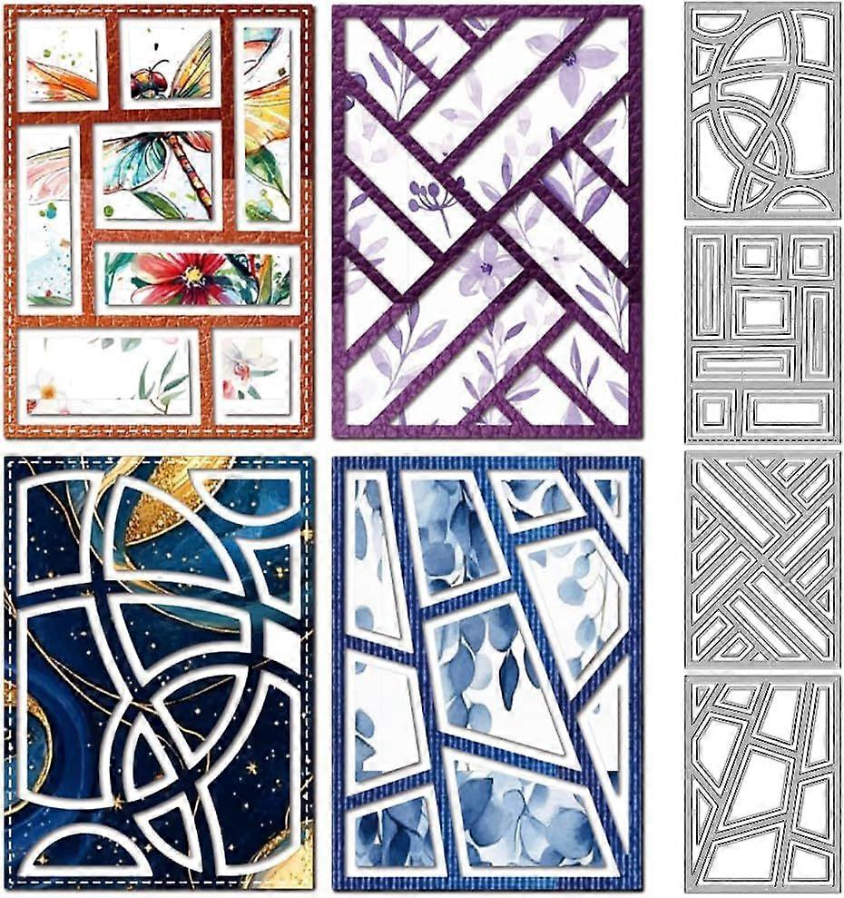 Geometric Frame Metal Die Cuts Mosaic Rectangle Background Cutting Dies Line Background Embossing Paper Die Cut Stencils for Scrapbooking Party Photo 