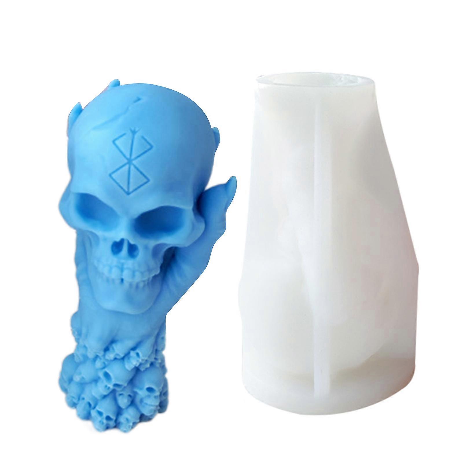Halloween Candle Making Moulds Silicone Resin Molds Skull Shaped DIY Soap Mould for Hand-Making Soap DIY Craft Projects Multicolor