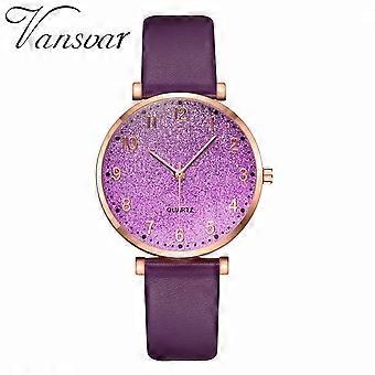 Quinlirra Damenuhren Vansvar Casual Quarz Lederarmband Armbanduhr Dreharmbanduhr Modische Reisebegleiter