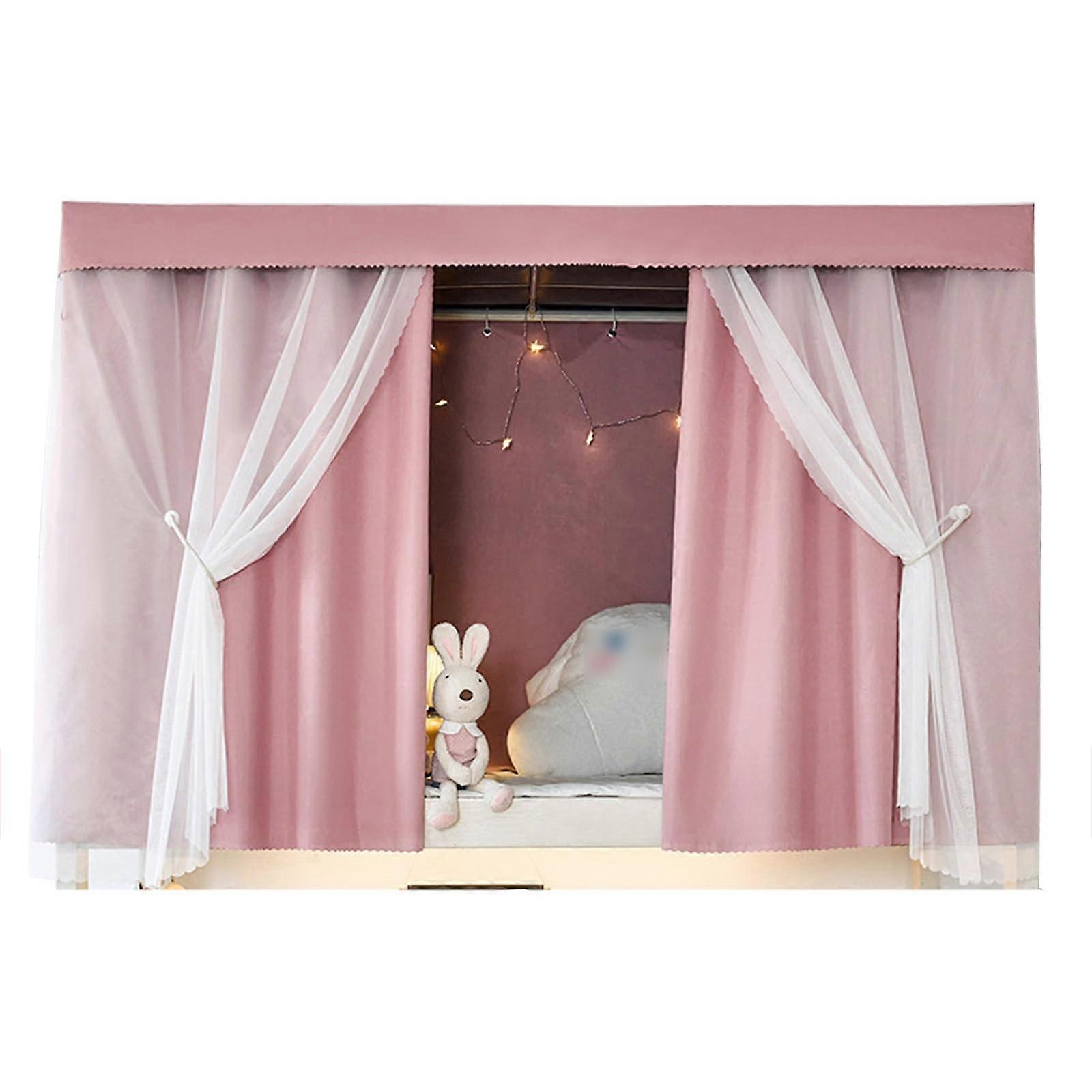 Bunk Bed Curtains Light Blocking Privacy for Dorm and Home, 3 Curtains with , 1.5M Pink Yarn