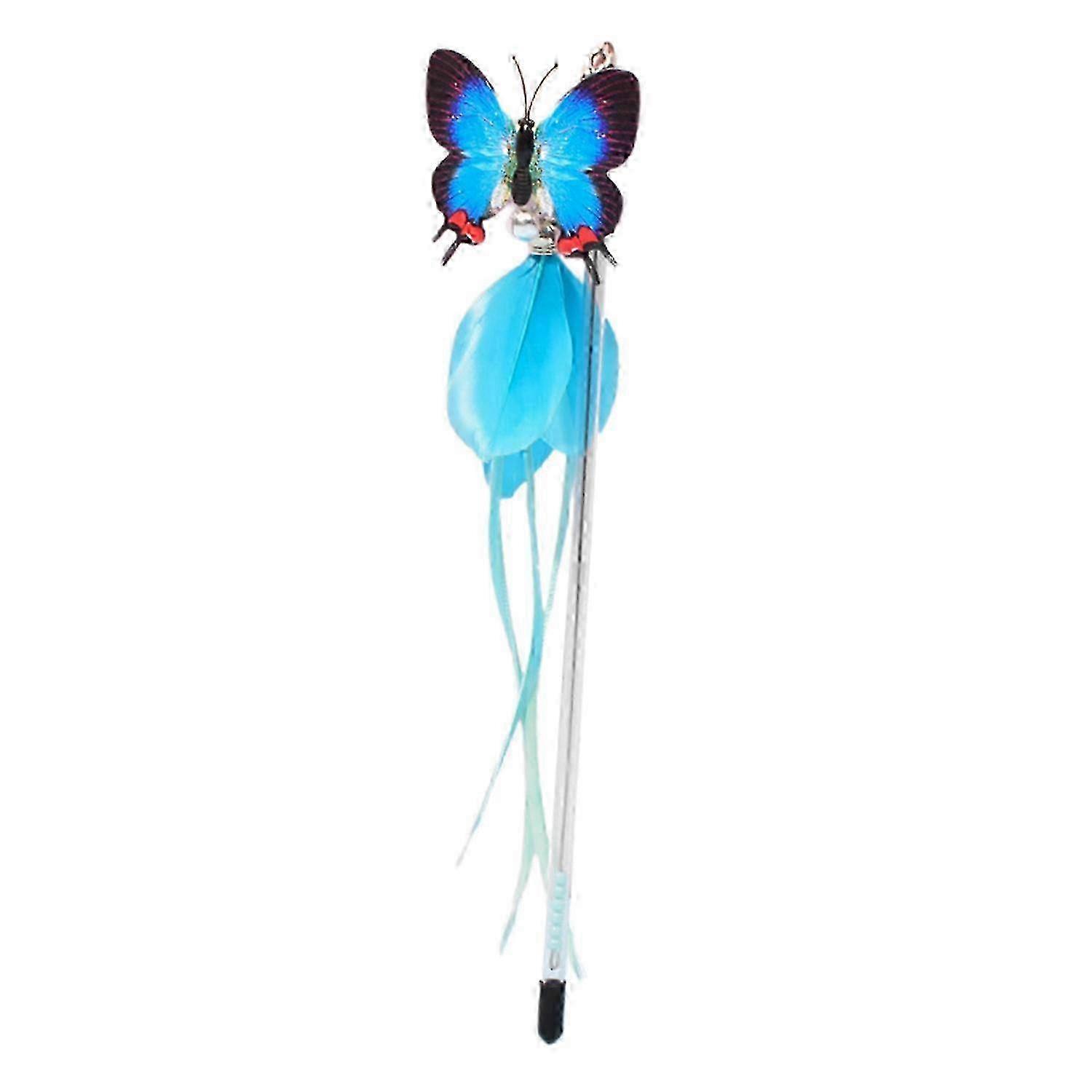 Cat Teaser Stick Simulated Butterflies Retractable Wand Toy with Bell Interactive Training Play Pet w