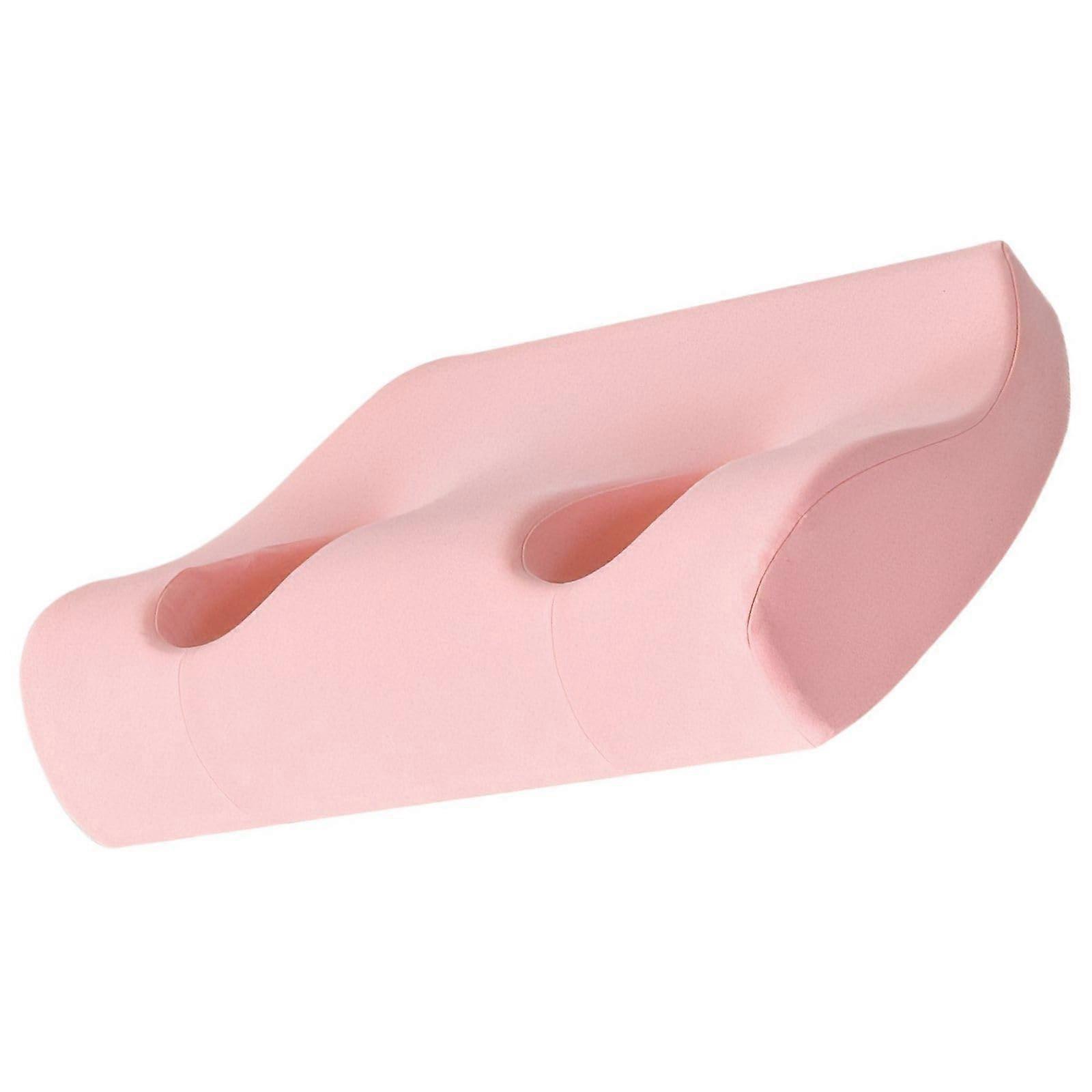 Memory Foam Ear Pillow with Hole for Side Sleepers Ergonomic Support for Headphone Users Pink