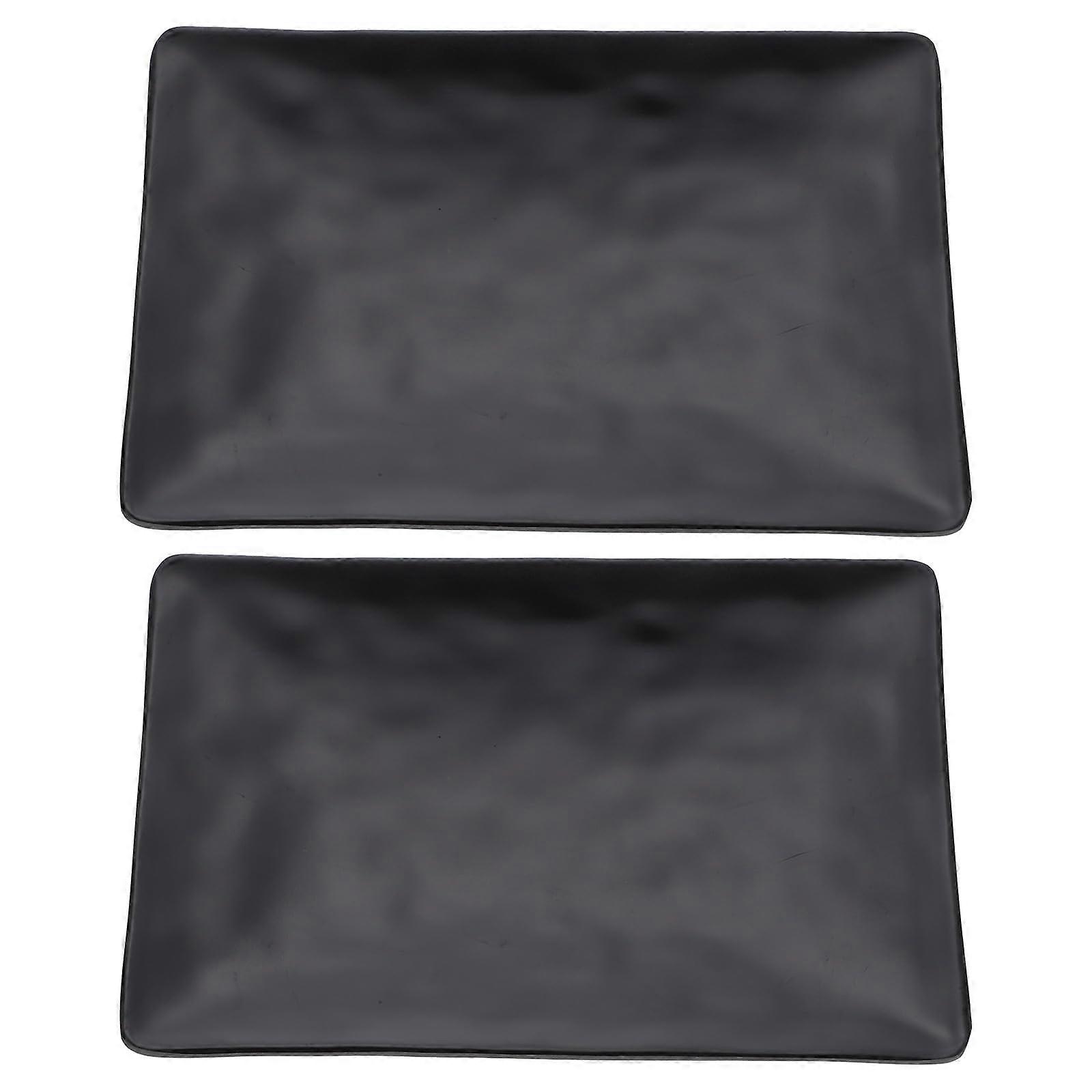 2Pcs Reusable Black Rectangular Sushi Serving Plates for Japanese Sashimi Display Restaurants Parties