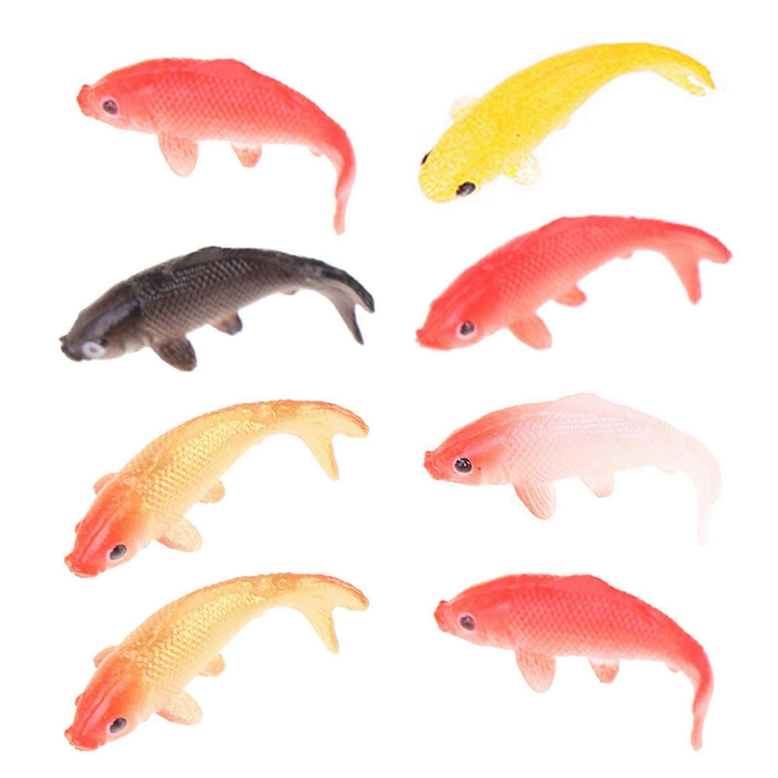 8pcs Mini Simulation Fancy Carp Models Colorful Mini Fake Fish Model Mixed Style