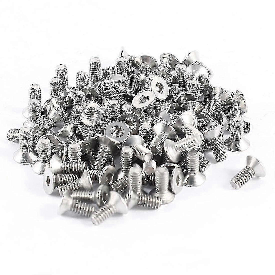 304HC Stainless Steel Hex Countersunk Flat Bolts - 100pcs M2x5mm
