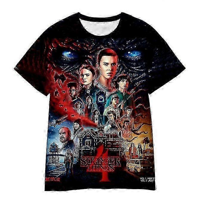 2022 Nová značka Módní chlapci a dívky Oblečení Stranger Things S4 Hellfire Club 3D tričko