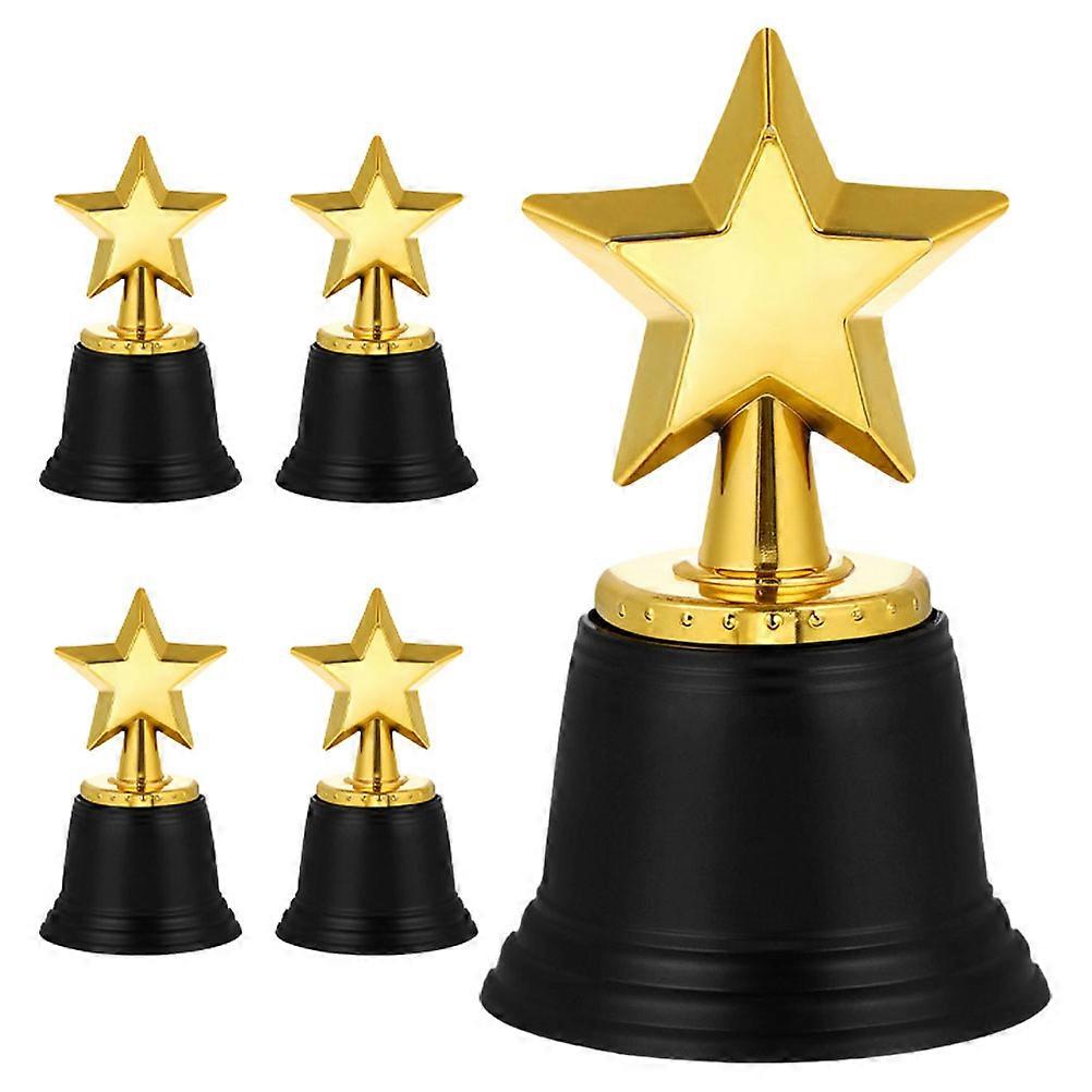 Golden Plastic Trophy Star Award for Awarding 5Pcs Mini Trophy Set