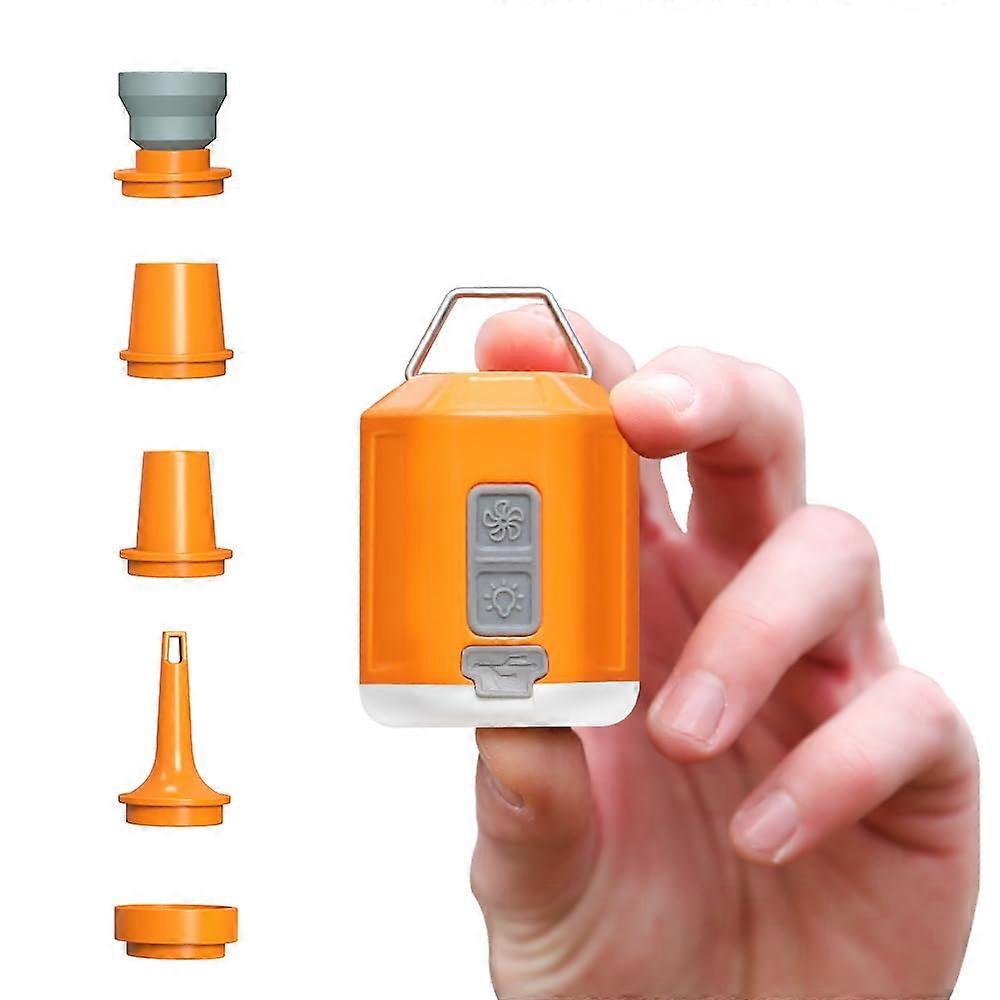 Portable Air Pump 4.2kPa Fast Inflation with Camping Lantern, Mini Rechargeable Inflator for Travel