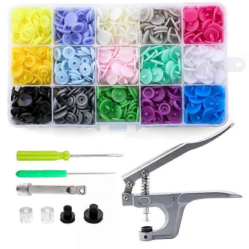 150Sets T5 Plastic Snap Button With Snaps Pliers Tool Kit Button Set Colorful Resin Button Set For Clothing