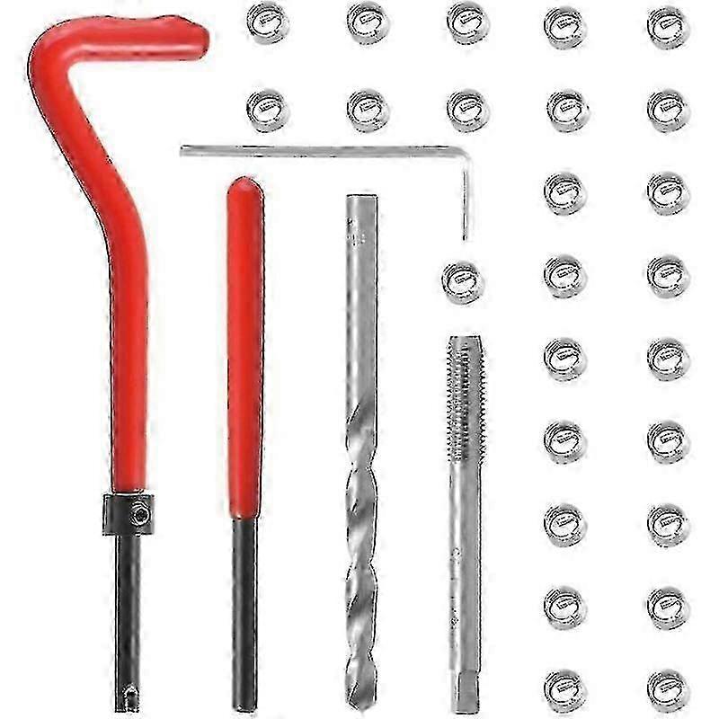 M6 Thread Repair Kit for Helicoil Type, 30 Pieces Insert Tool