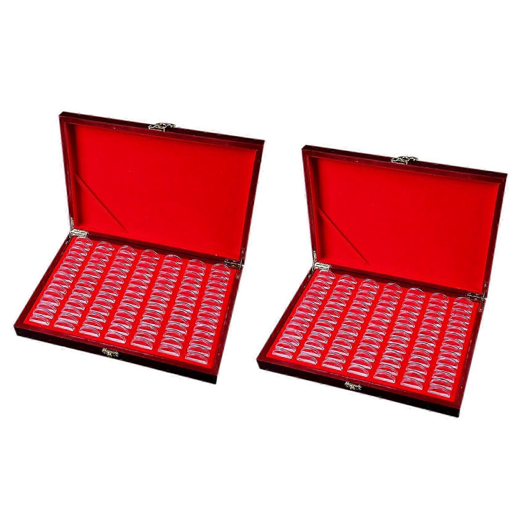 200Pcs Round Wood Coins Case Storage Holders for Display and Wooden Commemorative Collection-JJ