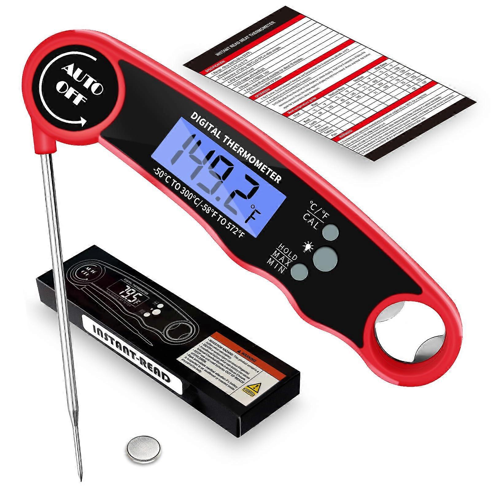 Digital Meat Thermometer with Instant Read Accuracy, Waterproof Backlit Display for Cooking BBQ