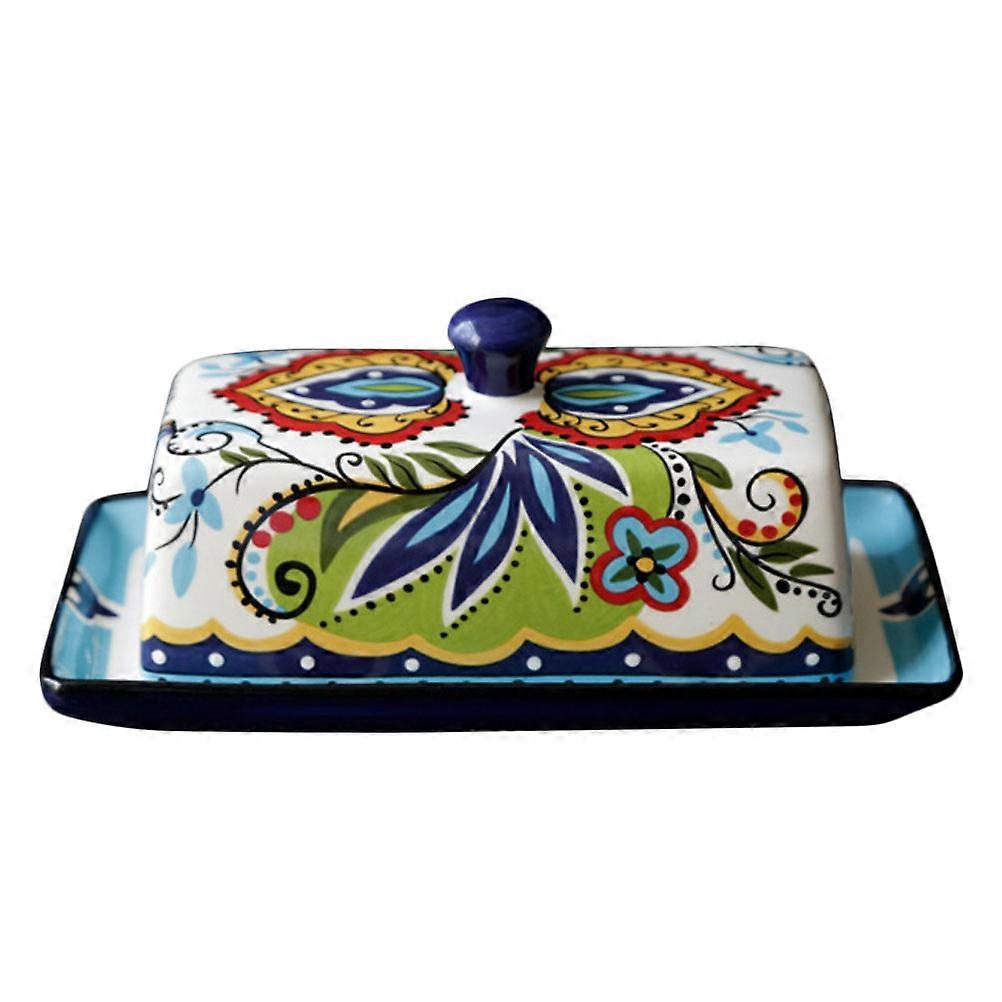 Yellow Butter Box Ceramic Dish for Food Storage 1Pcs Rectangular Shape