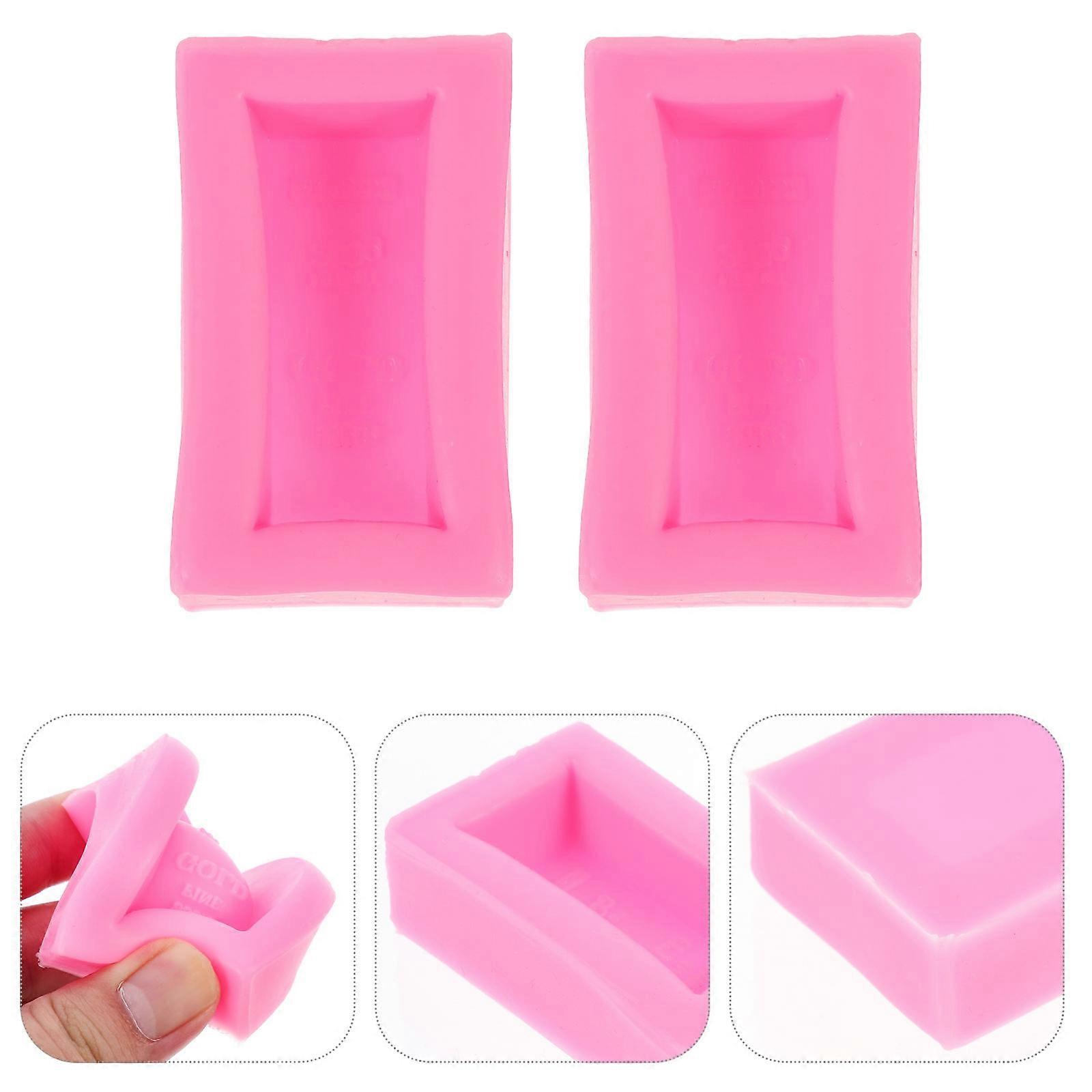Candy Mold Silicone Gold Brick Mold for Chocolate Making 2Pcs Pink