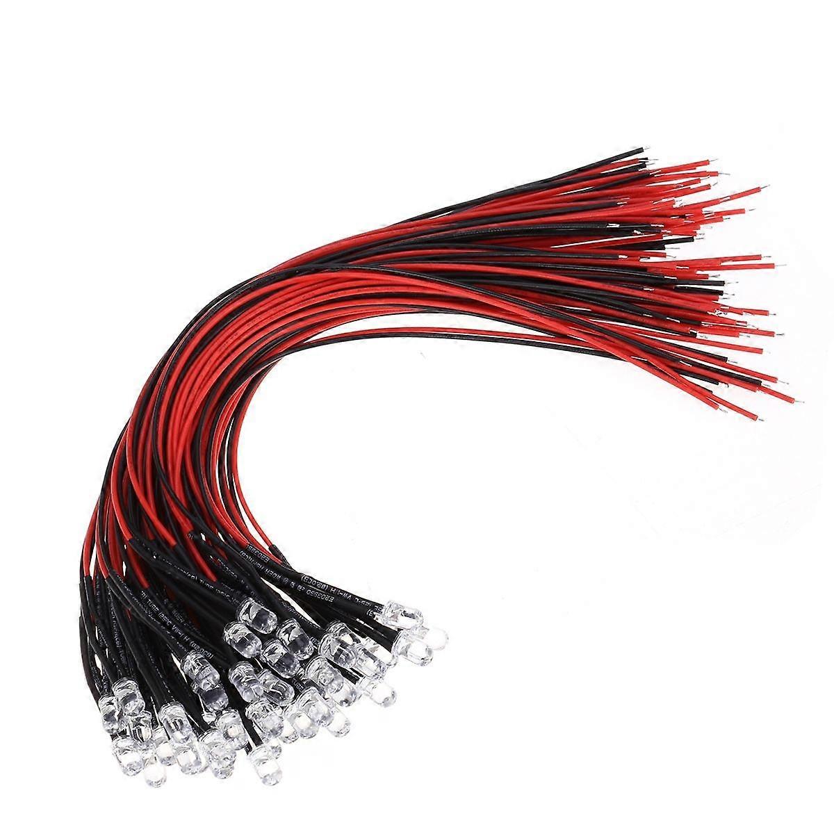 LED Prewired Round Bulb Lamp for Lighting 50Pcs Red LED Flash Light