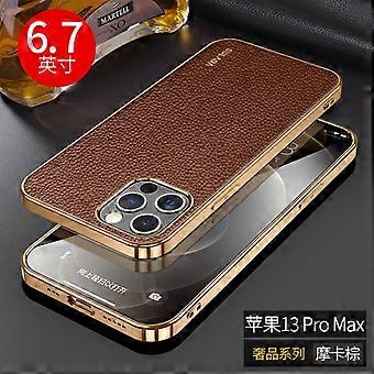Case For Iphone 13 Pro Brown Luxury Leather Soft Ultra-thin No11498