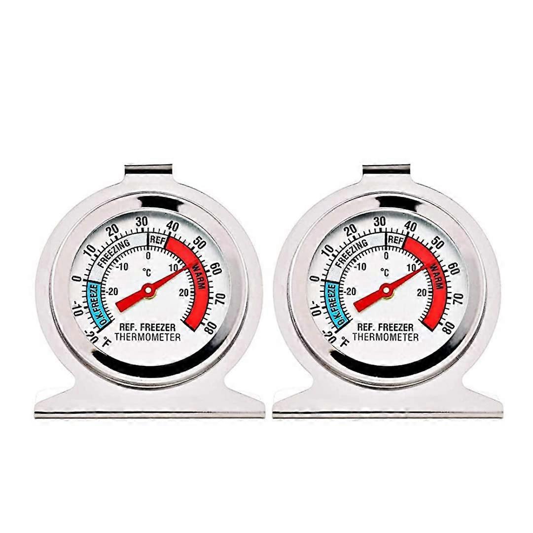 Refrigerator Thermometer Stainless Steel Large Dial Battery Freezer Thermometer 2PCS