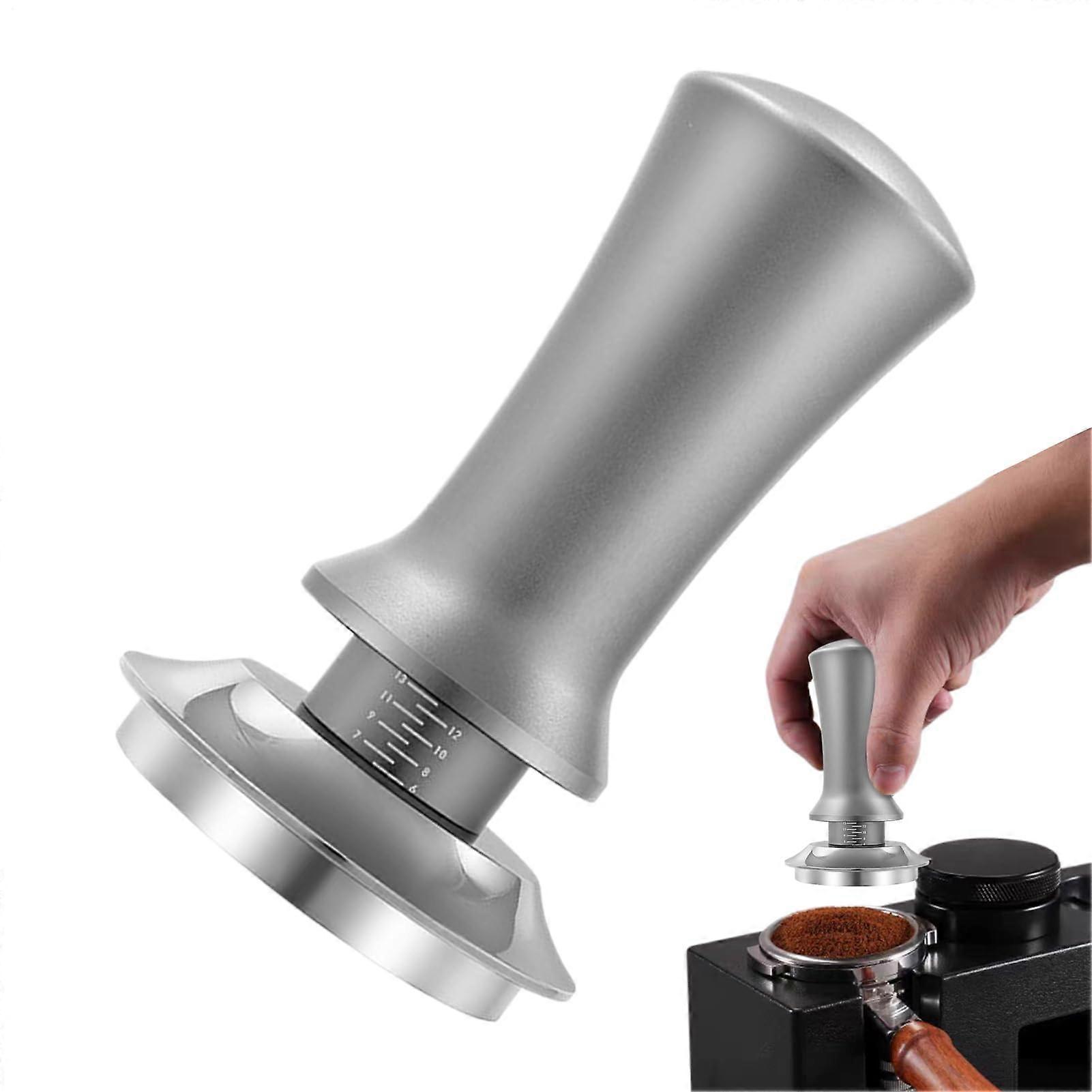 53mm Spring Loaded Coffee Tamper with Scale, Adjustable Depth Espresso Press for Even Extraction