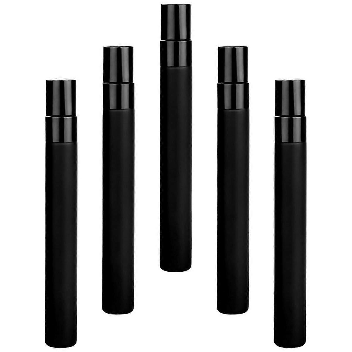 5Pcs Travel Perfume Atomizer Set, Refillable Glass Spray Bottles Matte Black for Essential Oils