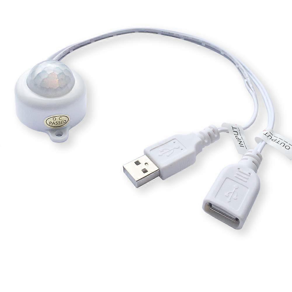 DC 5V USB PIR Motion Sensor Switch with Light Detection for LED Strip Lights, White