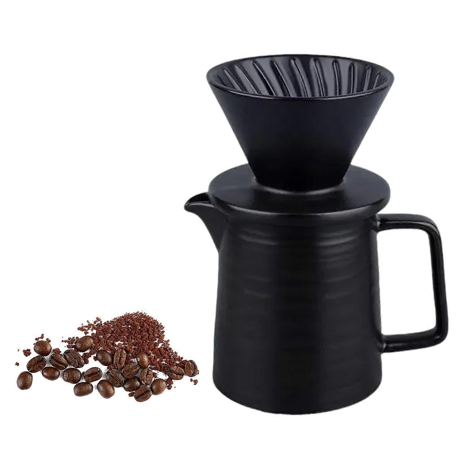 Pour Over Coffee Maker Ceramic Dripper 500ml with Cup Precise Flow Control Easy Clean Surface