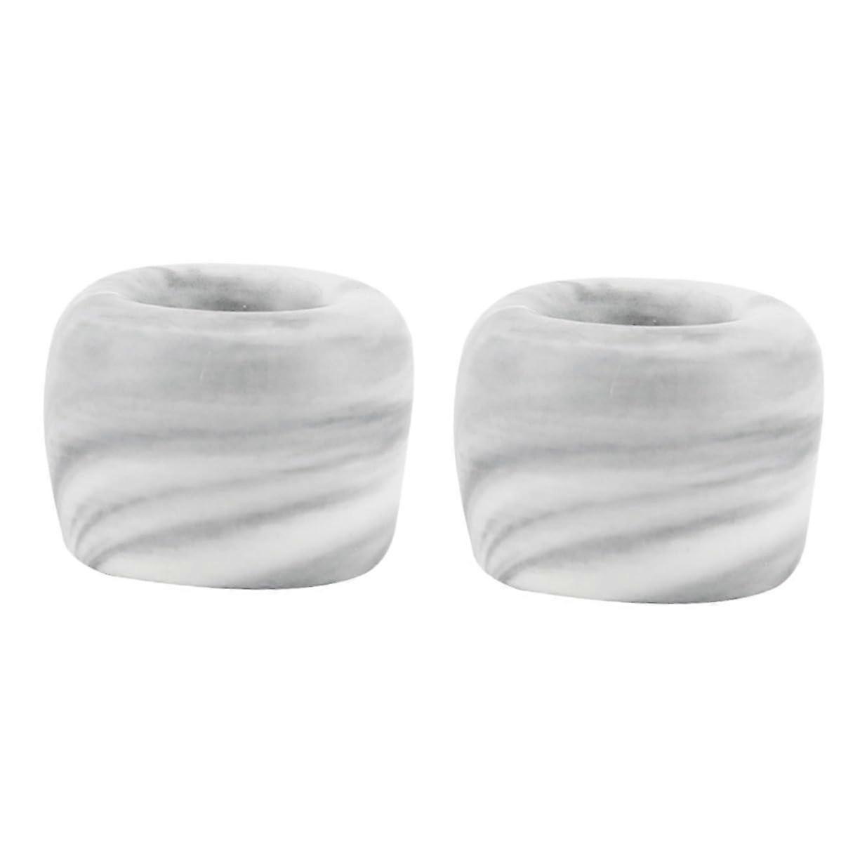 2 Pcs Marble Grain Ceramic Toothbrush Holder with Stable Ring Design for Bathroom Countertop