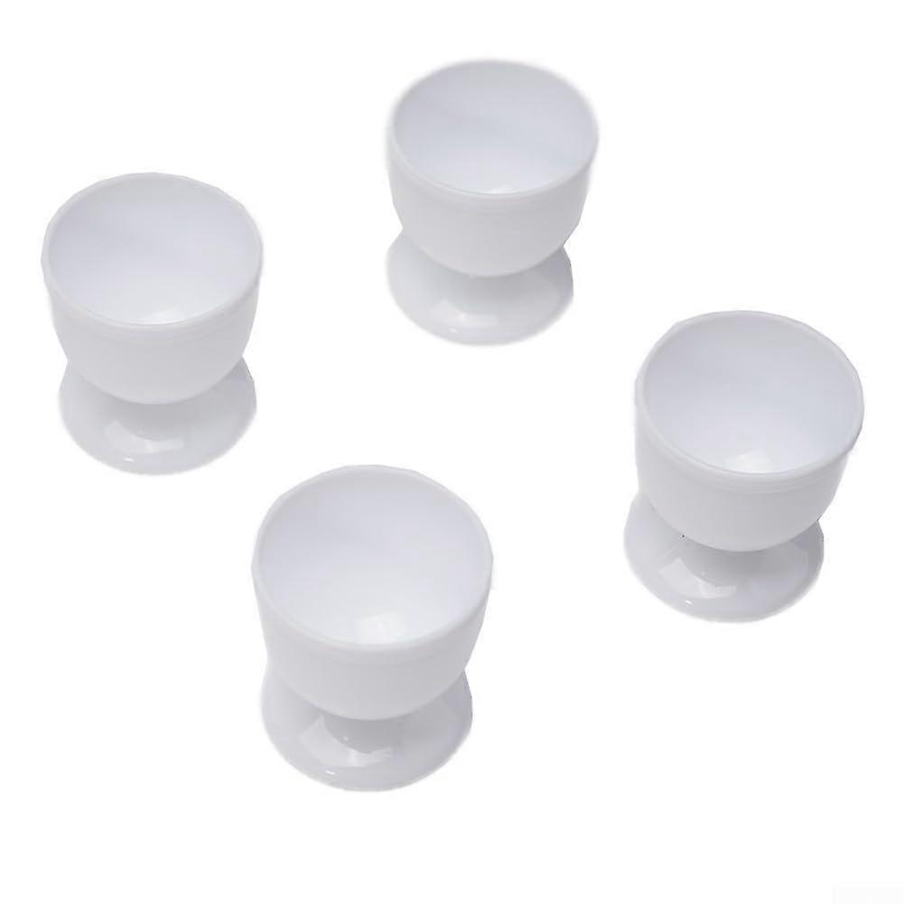 Plastic Egg Cup Holders Set for Soft or Hard Boiled Eggs, Durable Upright Breakfast Table Cups, White 4 or 8 Pack