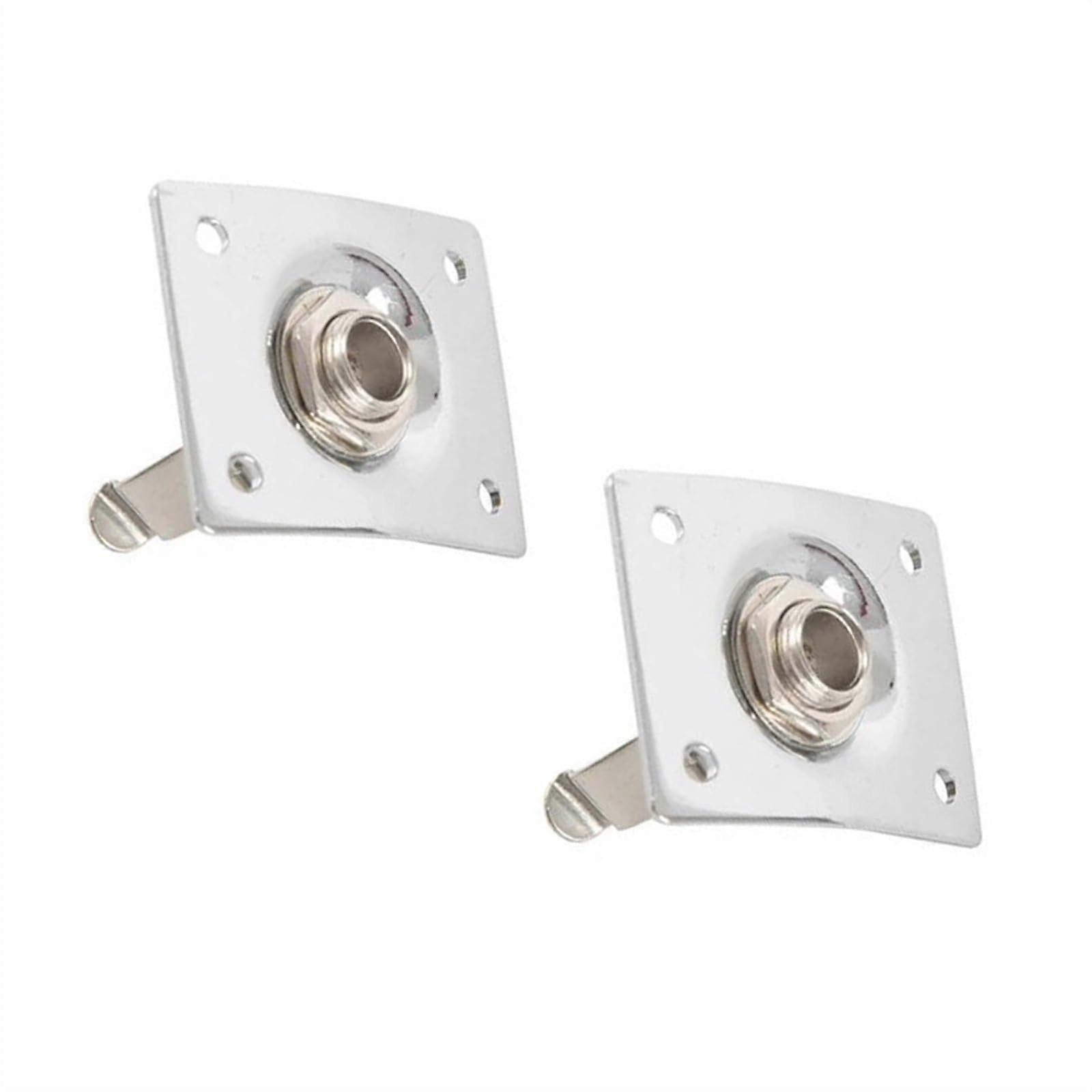 2 Pcs Electric Guitar Output Jack Plate Set Chrome Square Socket Secure Cable Connection Easy Installation