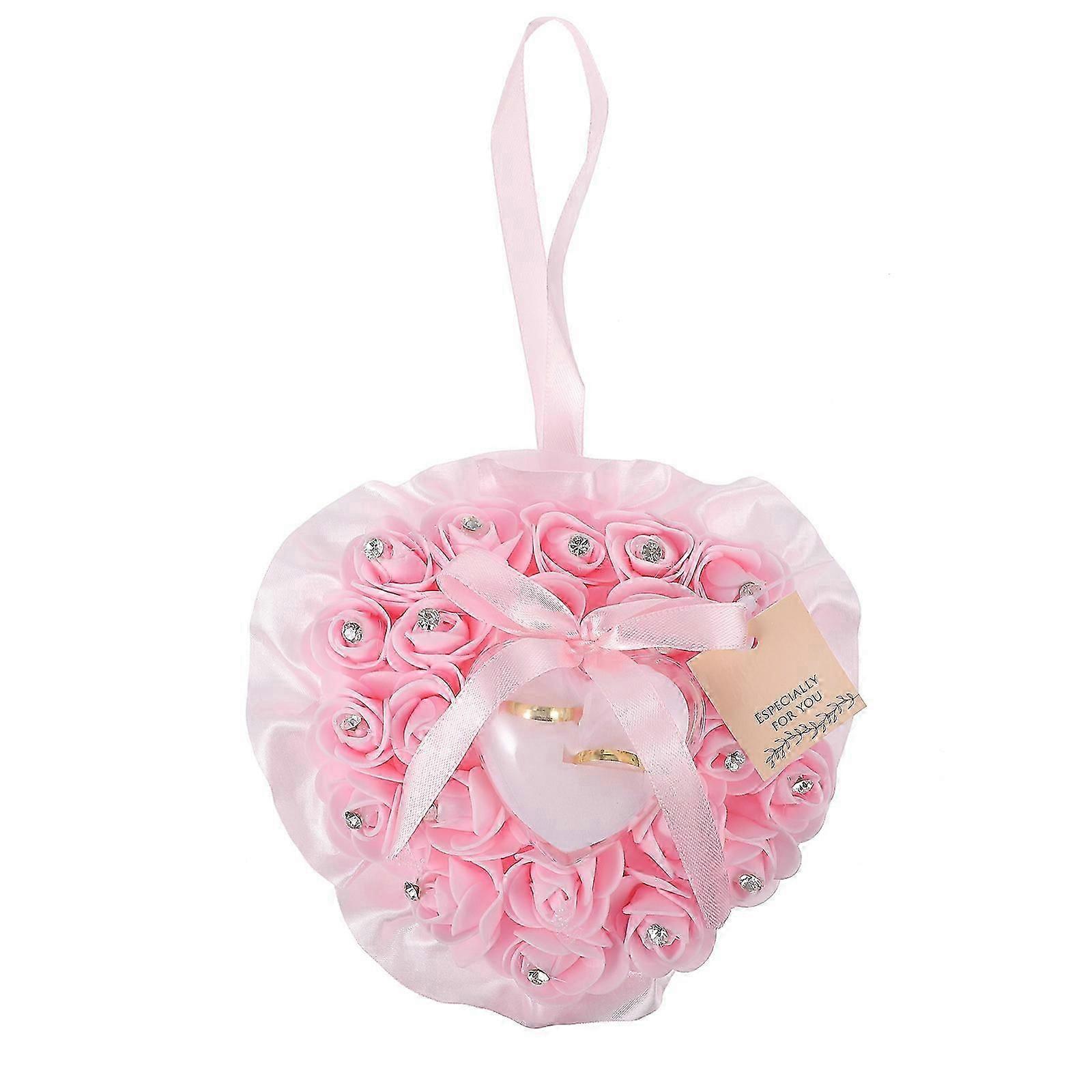 Heart Shape Wedding Ring Box for Storage 2Pcs Pink Wedding Accessory