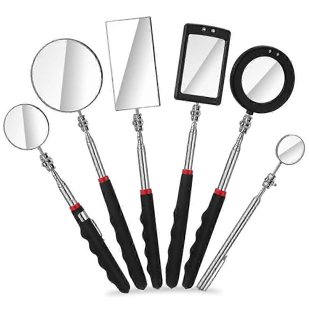 6Pcs LED Telescoping Inspection Mirror Tool