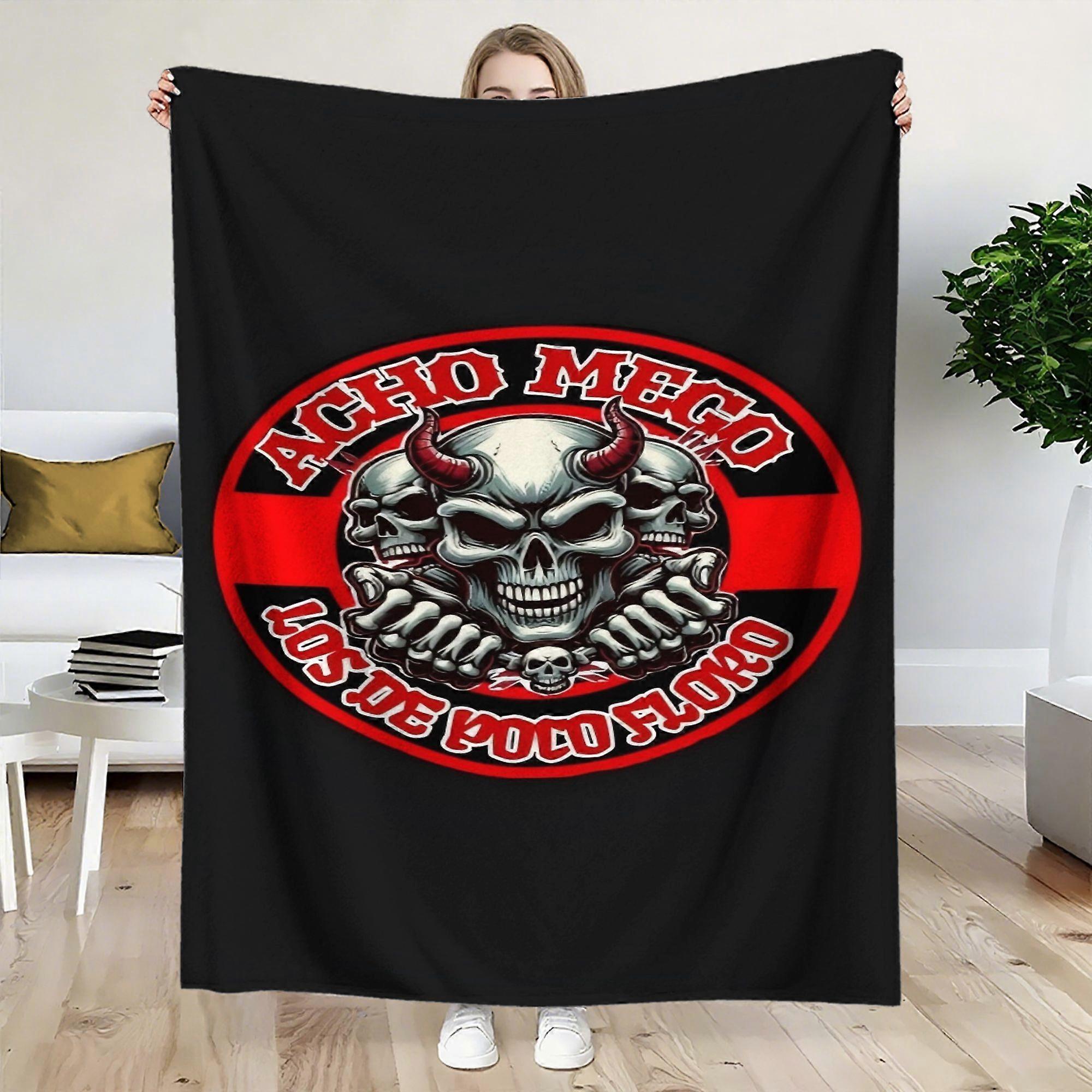 Skull Badge Design Luxurious Flannel Blanket  Soft Lightweight