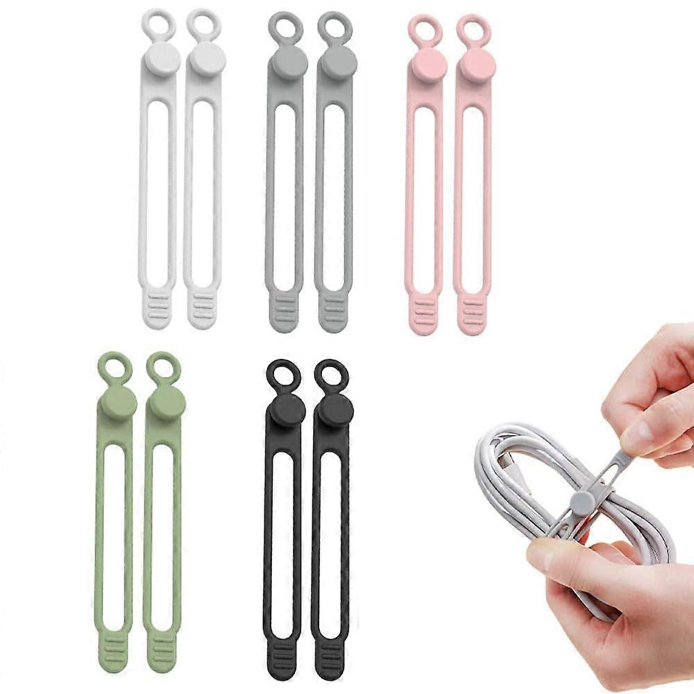Reusable Silicone Cable Organizer Ties with Secure Button Closure for Tangle Travel (10)