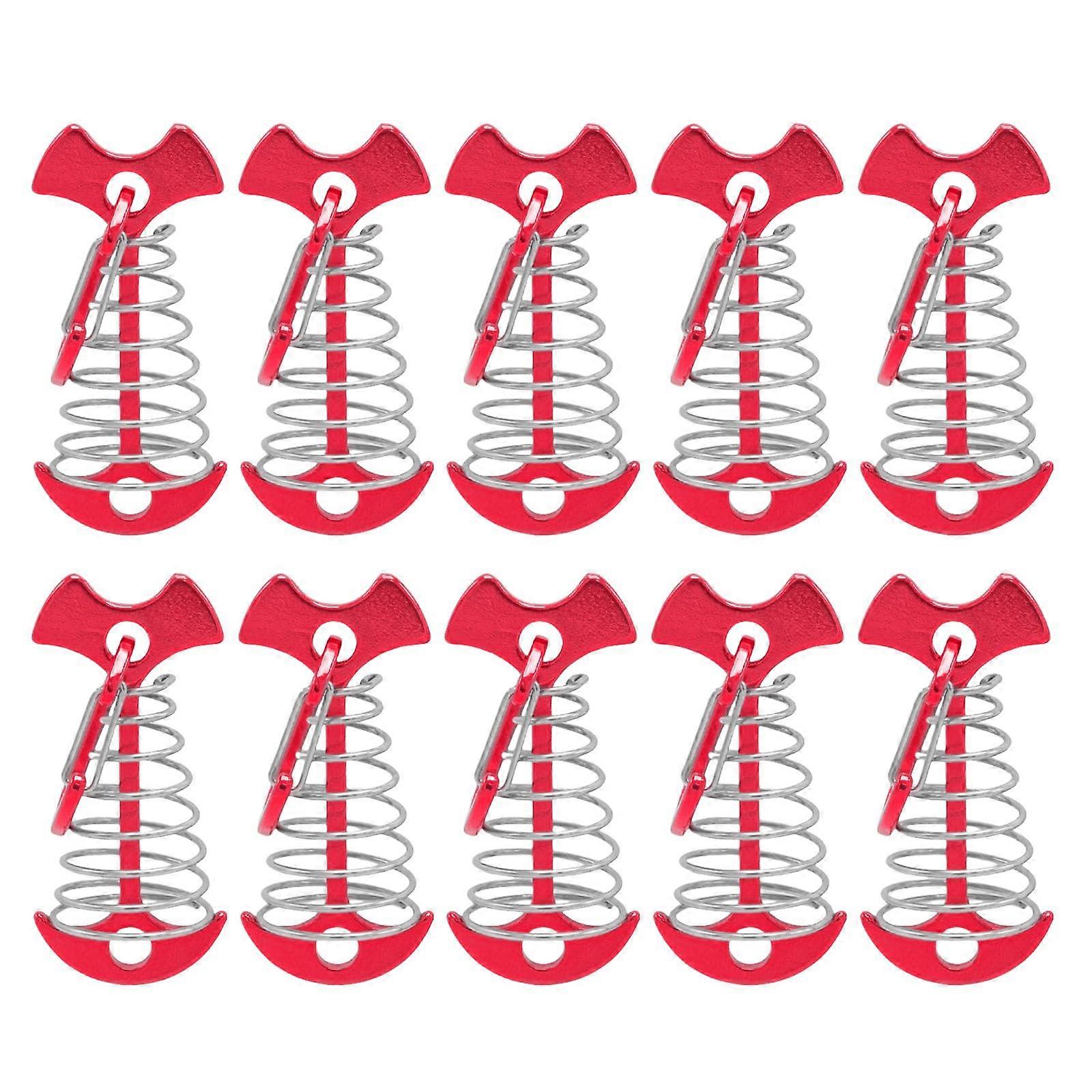 10Pcs Adjustable Spring Lock Fishbone Deck Anchors Tent Stakes for Outdoor Camping Boardwalks