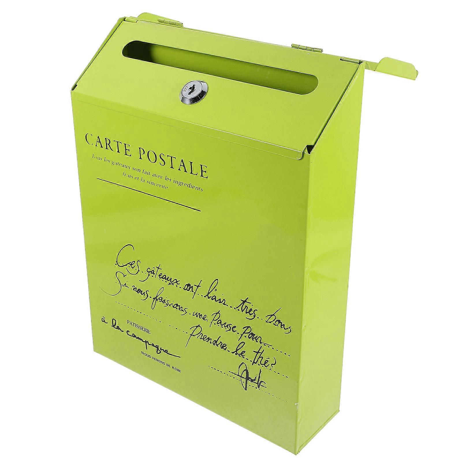 Green Vintage Mailbox for Letter Iron Wall Mount with Lock
