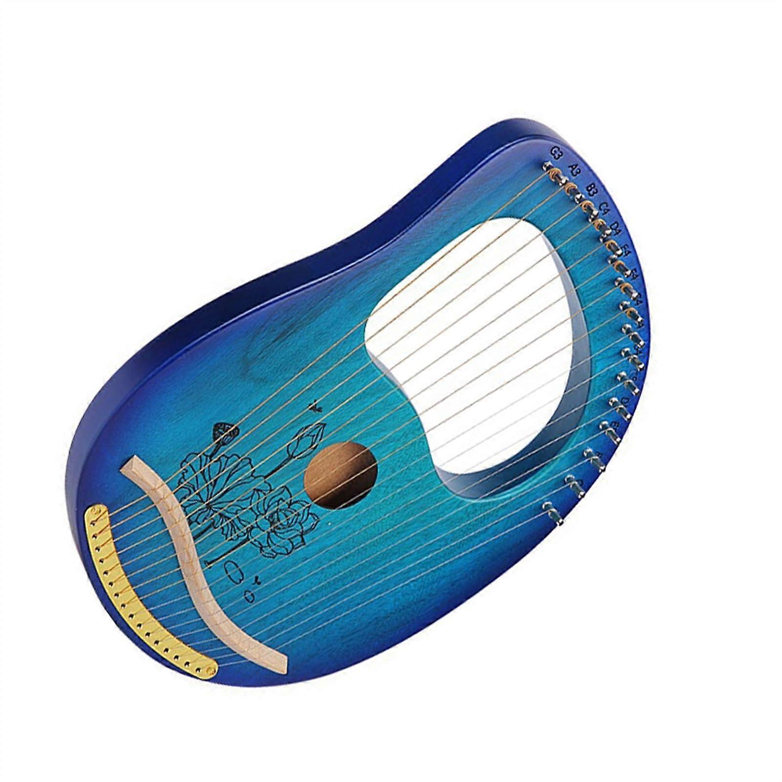 Mini Harp 16 String Beginner Harp with Durable Solid Wood Body, Warm Resonant Sound, Blue