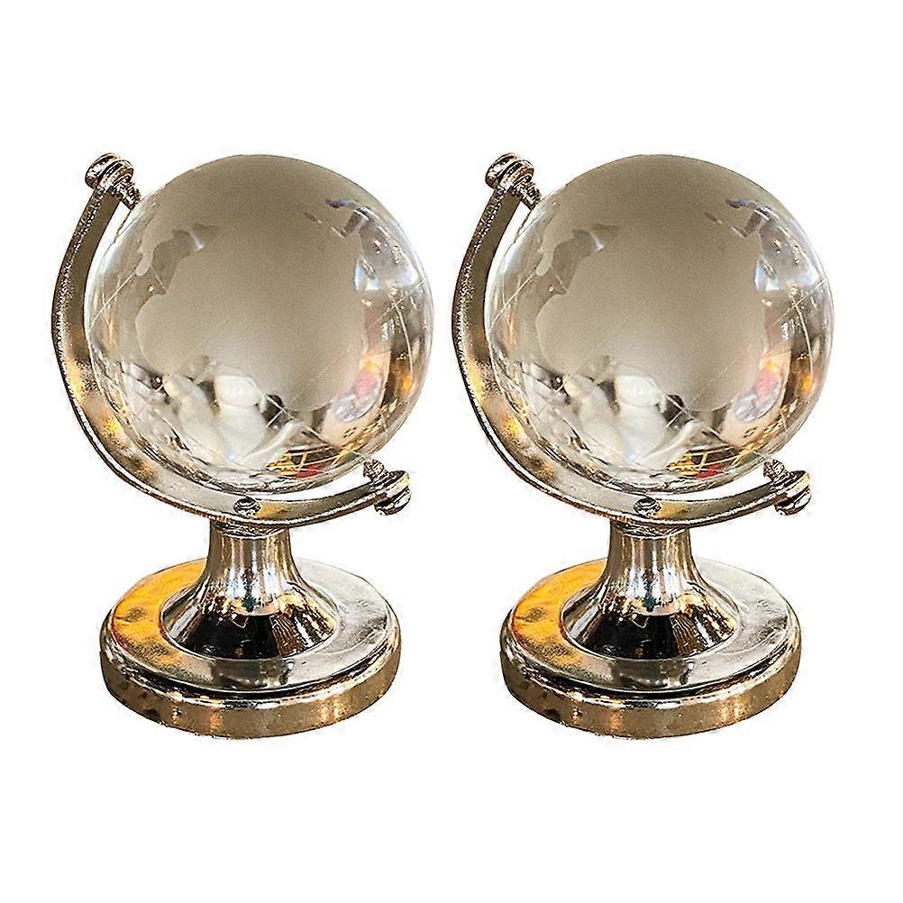 Water Crystal Globe Desktop Globe Model for 2Pcs Creative Home Decor