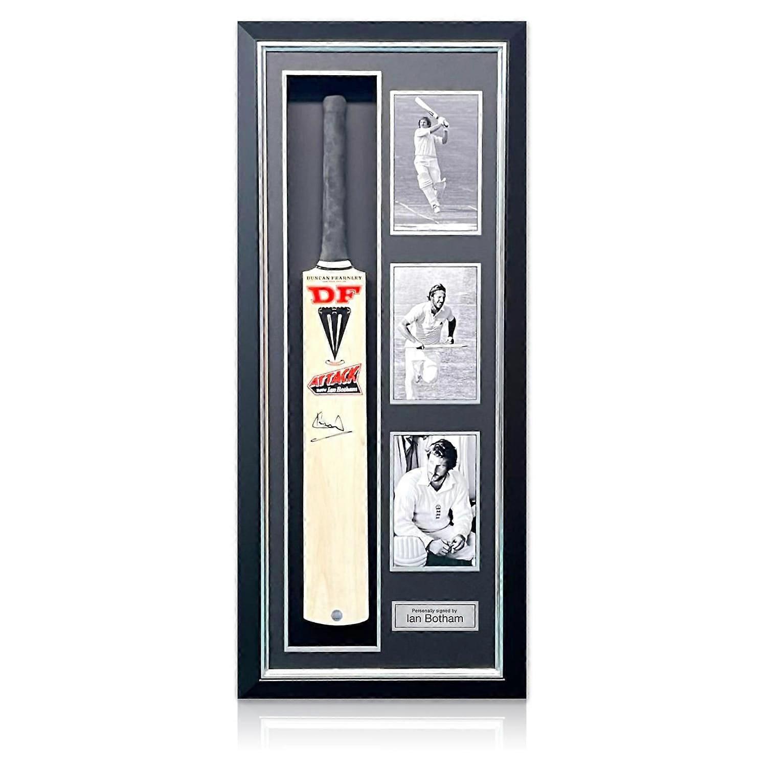 Ian Botham Signed Full Size Attack Cricket Bat. Deluxe Frame