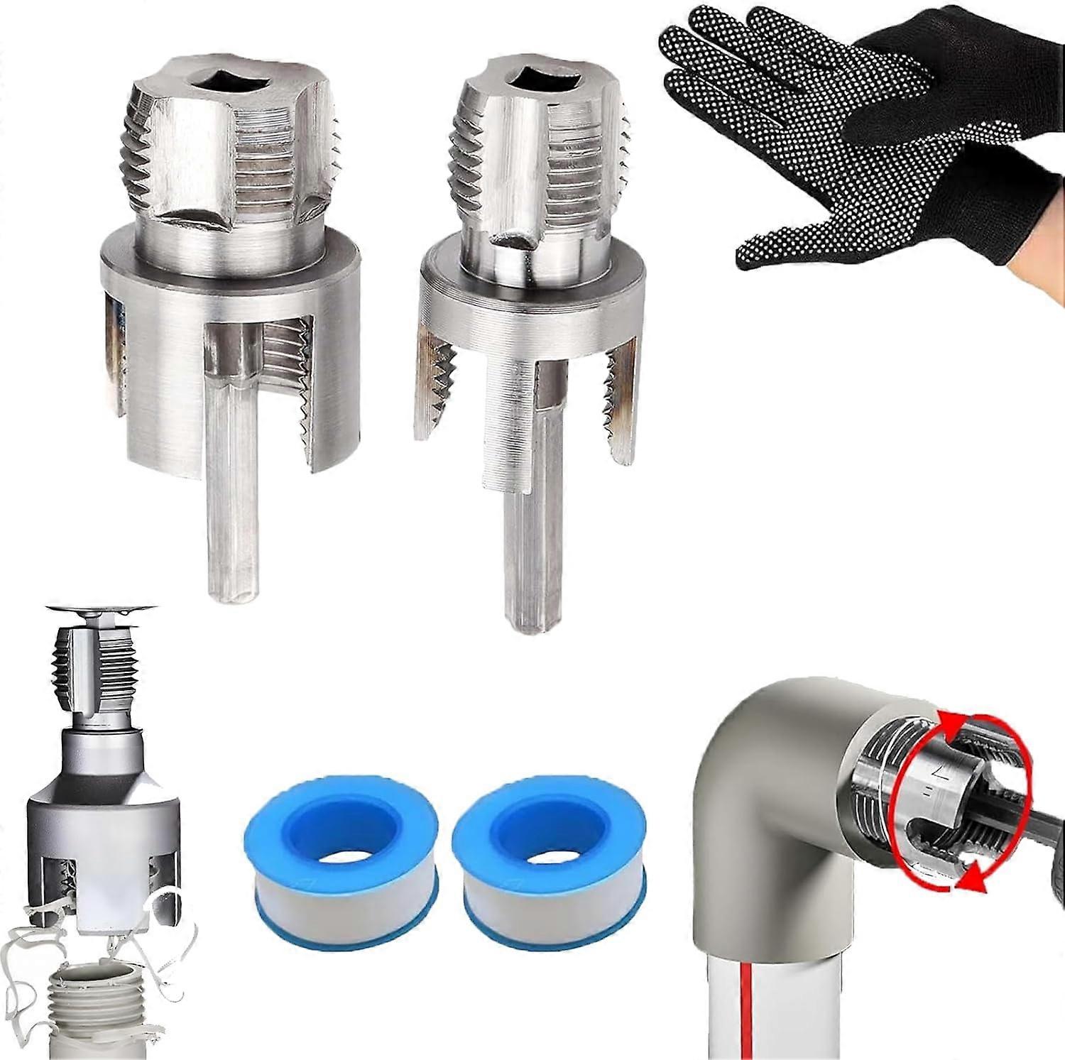 Pipe Tapping & Threading Tool, Internal/External PVC Pipe Threader, Dual-Spec Compatible (1/2"+3/4")