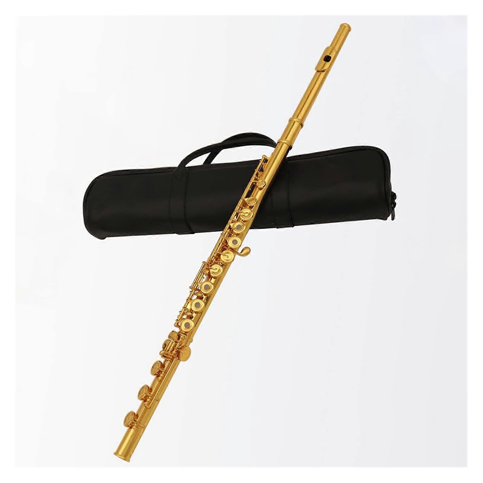 Professional Gold Plated Flute Open Hole 17 Keys B Foot Split E Key Offset G with Case