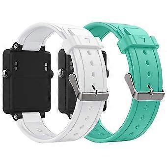 Vervangende siliconen bandjes met gereedschap, witte en turquoise sporthorlogebandjes voor Garmin Vivoactive
