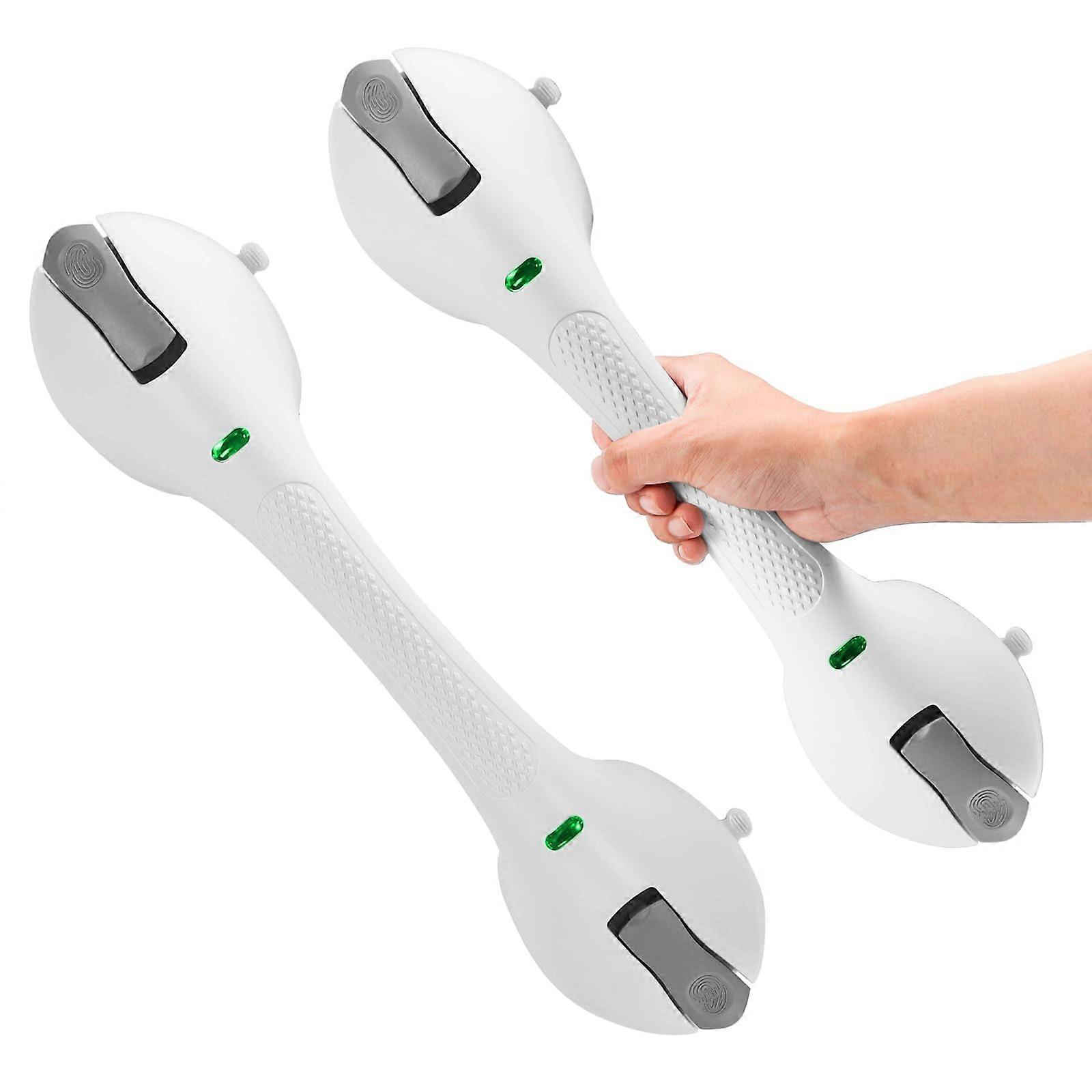 Suction Cup Grab Bars for Bathroom Safety, No Drill Install with Secure Indicator, 2 Pack