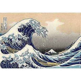Wave of Kanagawa Wooden Jigsaw Puzzle 1000 Pieces for Adults, Precise Fit, Poster Included
