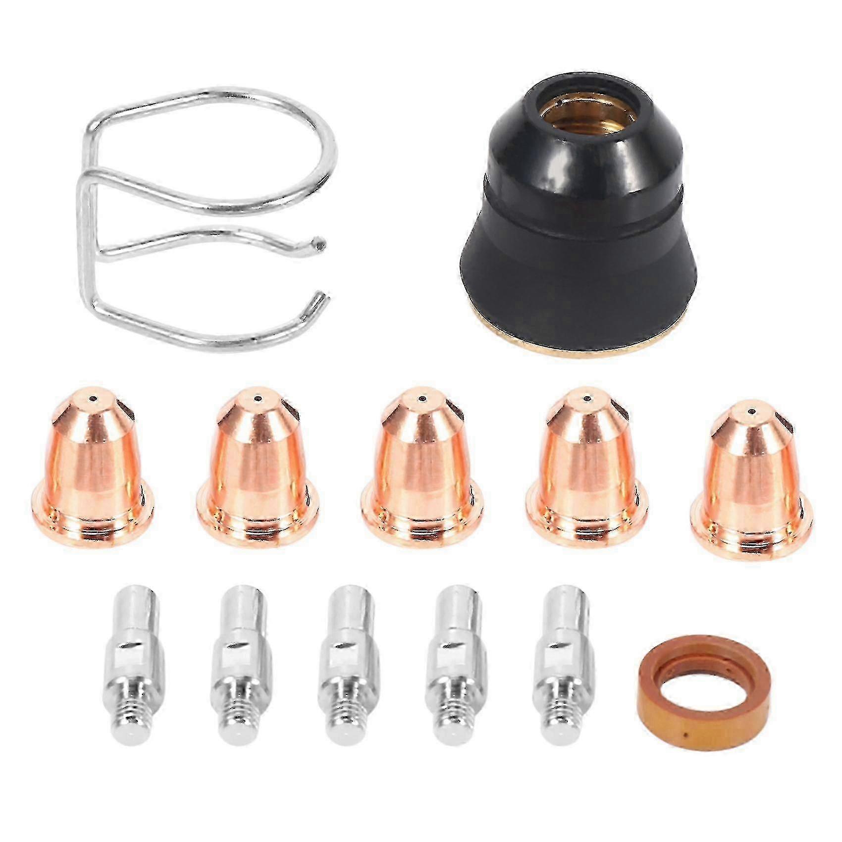 13pcs S45 Plasma Cutter Torch Accessory Kit Electrodes Nozzle Tips Guide Retaining Cap Diffuser