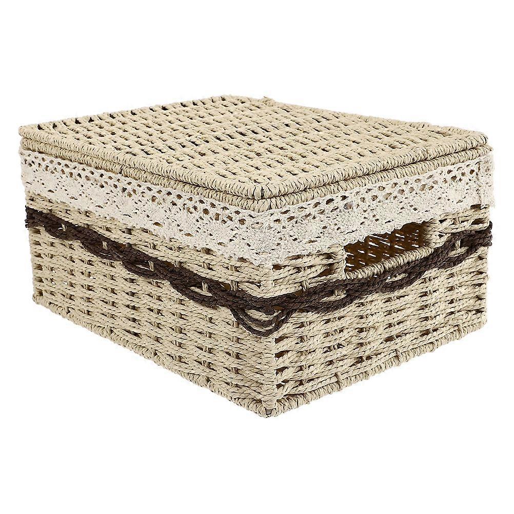 Cosmetics Organizer Beige Rectangular Basket for Home Use Durable