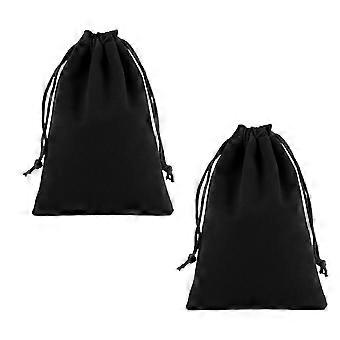 Flannel Drawstring Bag for Hair Dryer Pouch Storage 2Pcs Black Color