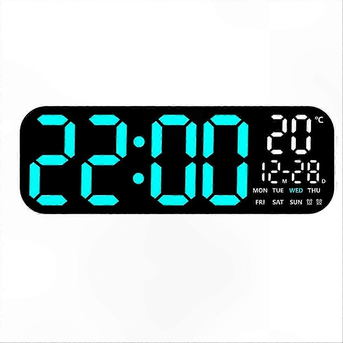 LED Digital Clock with Temperature and Date Display, Adjustable Brightness, Electronic Wall Clock with Week Function