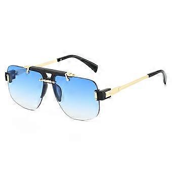 Polycarbonate Square Half Rim Western Style Metal UV400 Sunglasses-Dugt