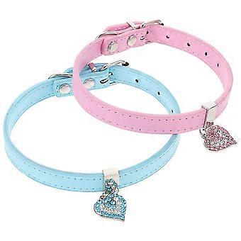 Decorative Dog Collar with Heart Pendant for Pet Neck Ornament 2Pcs