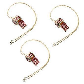 Red Necklace Style, Exquisite Diamond-Encrusted Referee Whistle, Cute Rhinestone Whistle, Metal Whistle