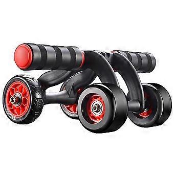 Black Ab Wheel for Abdominal Exercise with Four Wheels 2Pcs Fitness Device